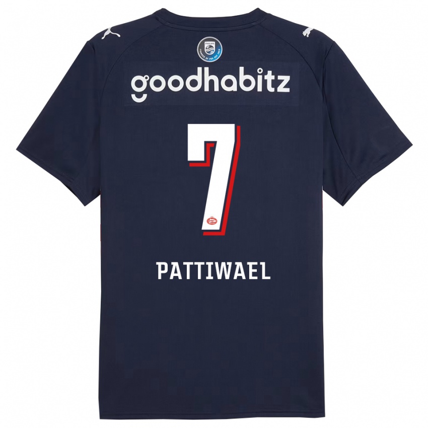 ילדים Naomi Pattiwael #7 נייבי לבן הרחק ג'רזי 2025/26 חולצה קצרה