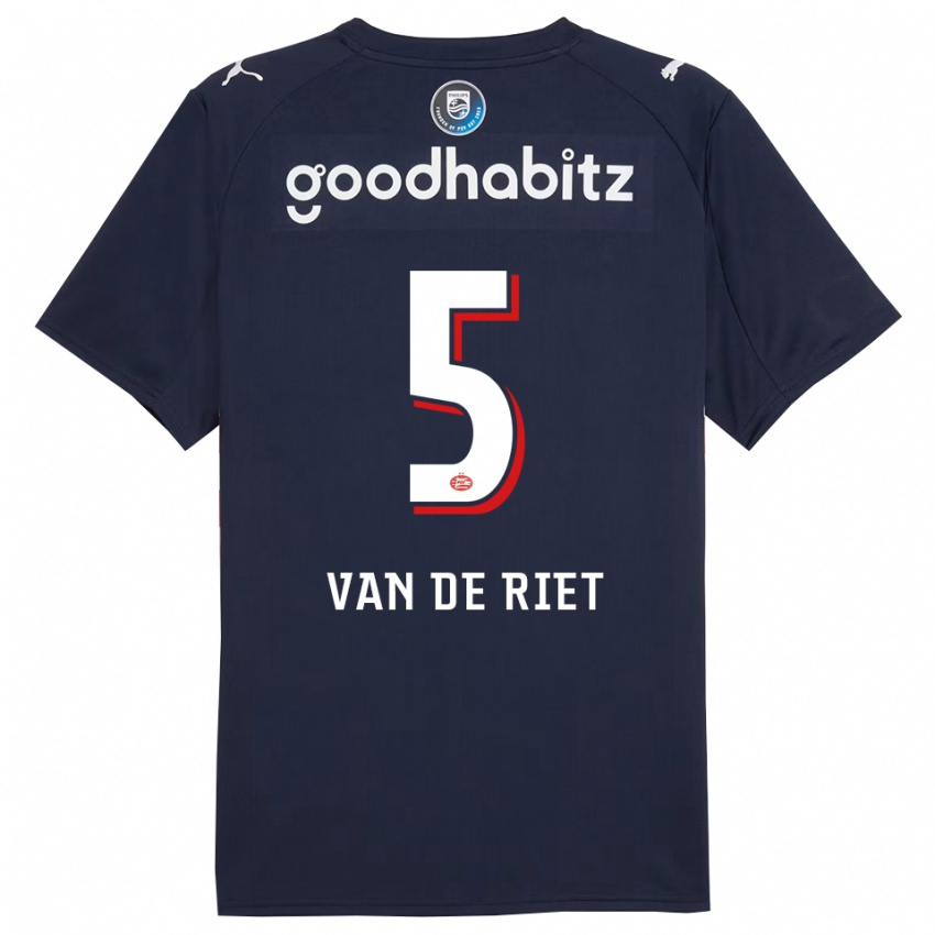 ילדים Raf Van De Riet #5 נייבי לבן הרחק ג'רזי 2025/26 חולצה קצרה