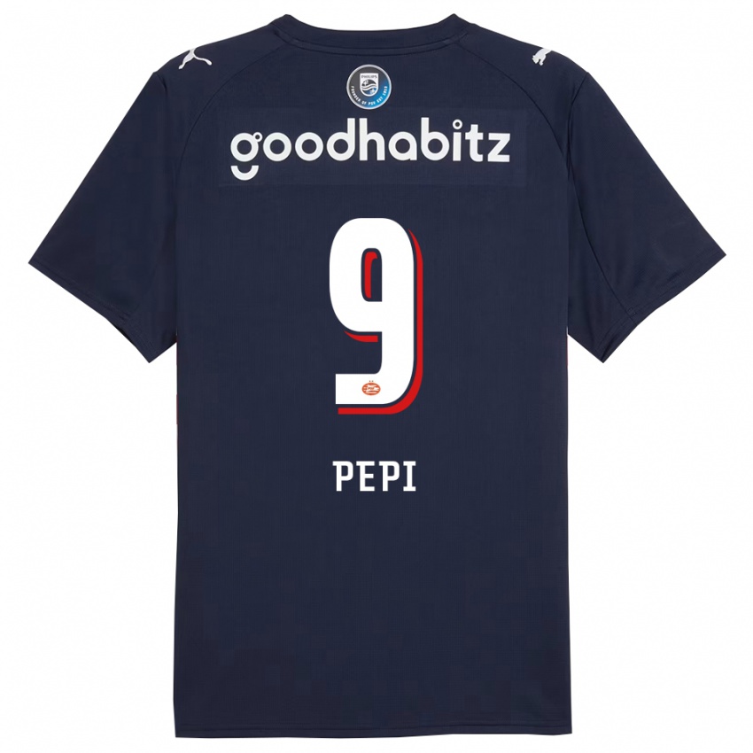 ילדים ריקרדו פפי #9 נייבי לבן הרחק ג'רזי 2025/26 חולצה קצרה