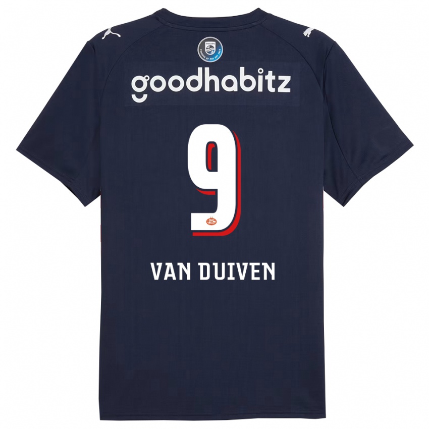 ילדים רובין ואן דואיבן #9 נייבי לבן הרחק ג'רזי 2025/26 חולצה קצרה