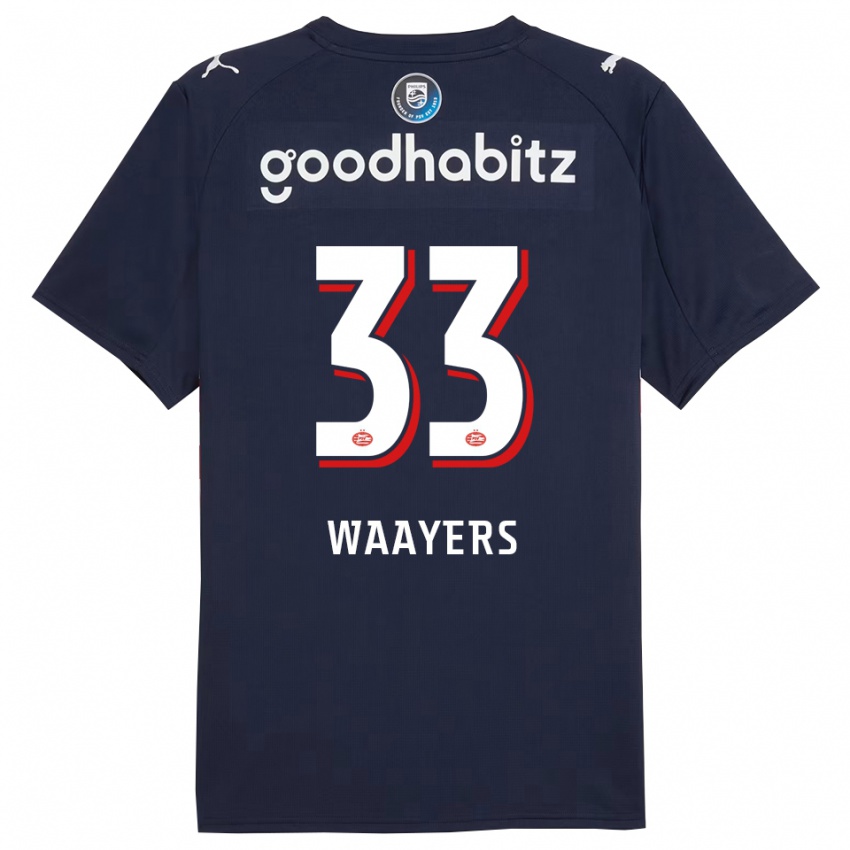 ילדים Eus Waayers #33 נייבי לבן הרחק ג'רזי 2025/26 חולצה קצרה