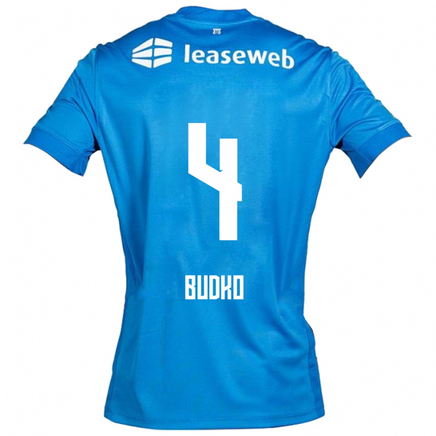 ילדים Bogdan Budko #4 כחול לבן הרחק ג'רזי 2025/26 חולצה קצרה