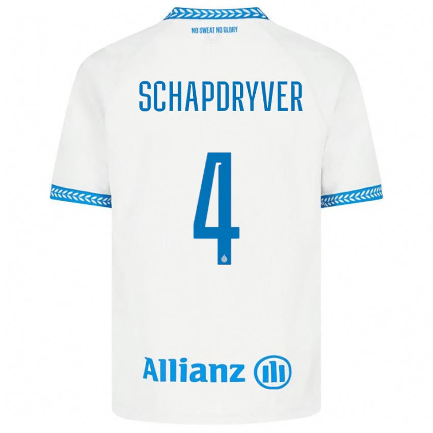 ילדים Emely Schapdryver #4 כחול לבן הרחק ג'רזי 2025/26 חולצה קצרה