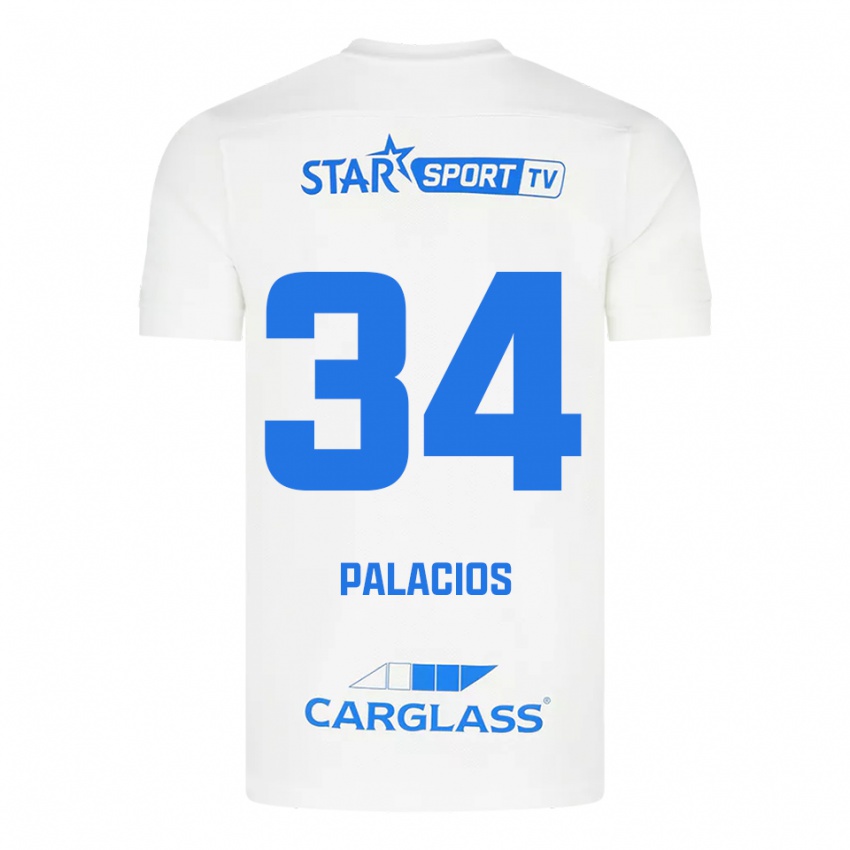 ילדים אדריאן חוסה פלאסיוס הרננדס #34 לבן כחול הרחק ג'רזי 2025/26 חולצה קצרה