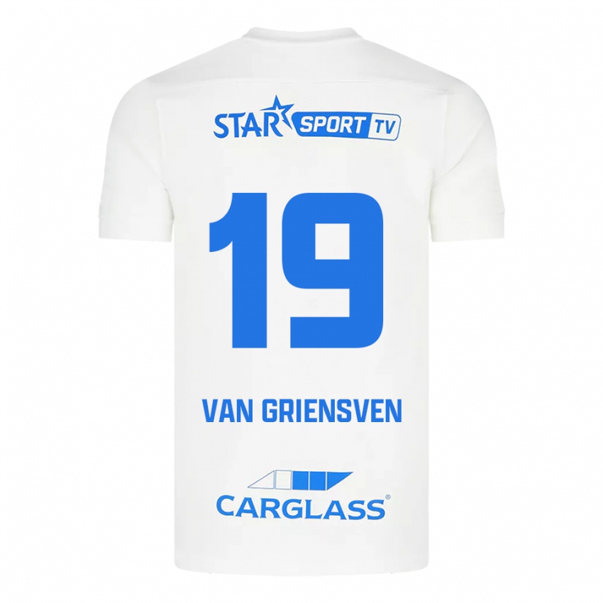 ילדים Evy Van Griensven #19 לבן כחול הרחק ג'רזי 2025/26 חולצה קצרה