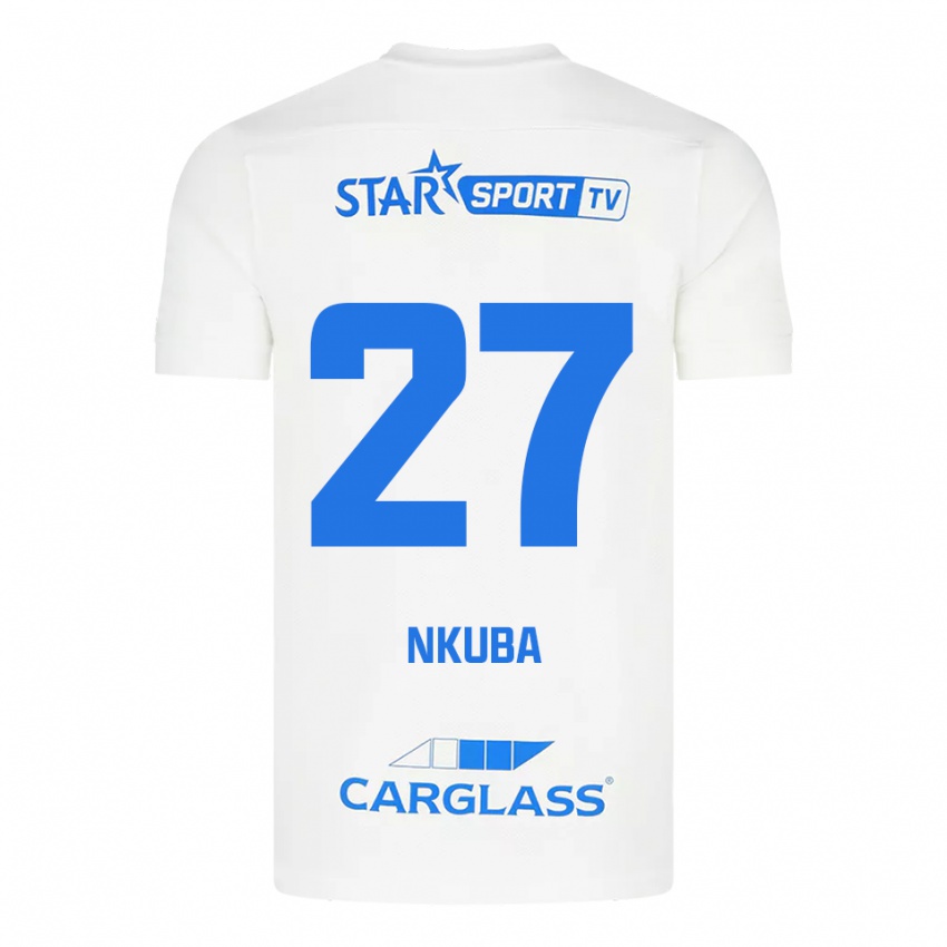 ילדים Ken Nkuba #27 לבן כחול הרחק ג'רזי 2025/26 חולצה קצרה