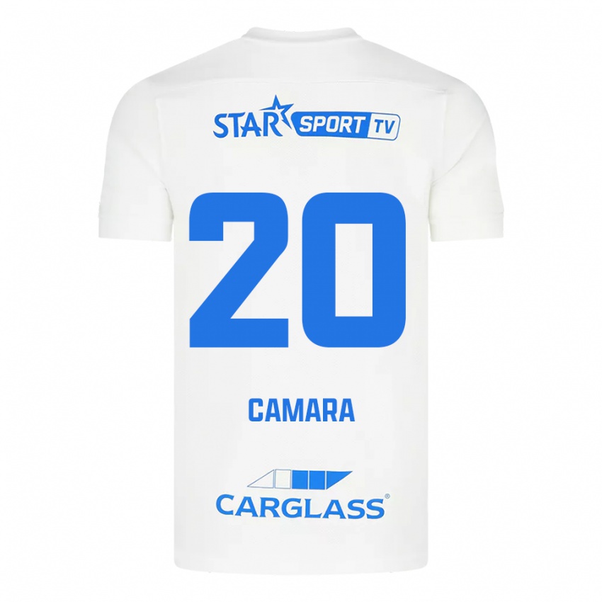 ילדים Ali Camara #20 לבן כחול הרחק ג'רזי 2025/26 חולצה קצרה