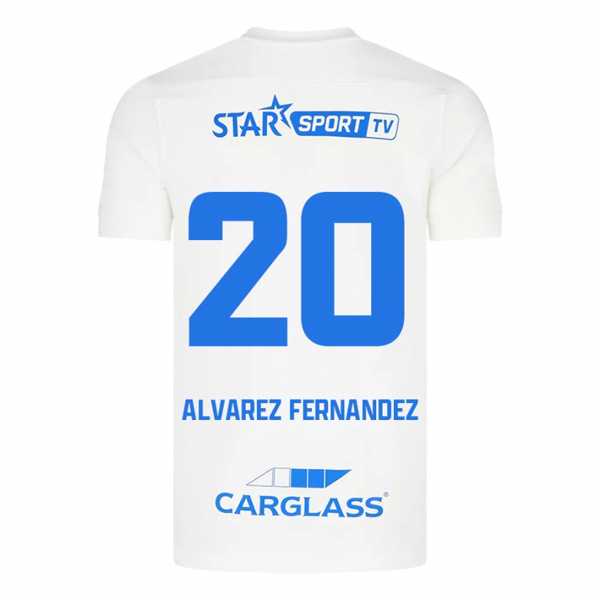 ילדים לואיק אלוורז פרננדס #20 לבן כחול הרחק ג'רזי 2025/26 חולצה קצרה