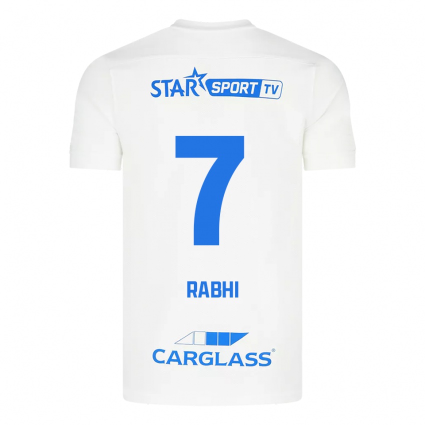 ילדים איימאן רבחי #7 לבן כחול הרחק ג'רזי 2025/26 חולצה קצרה