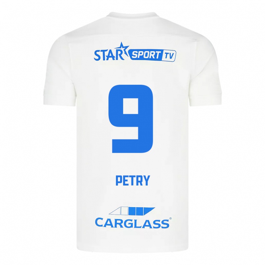 ילדים ליסה פטרי #9 לבן כחול הרחק ג'רזי 2025/26 חולצה קצרה