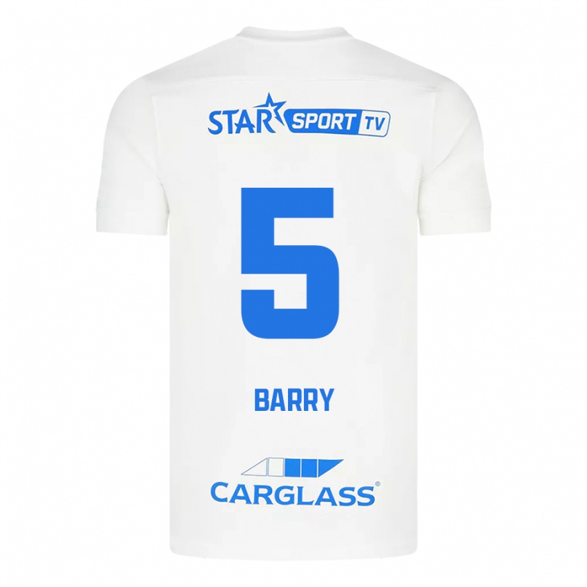 ילדים Alpha Barry #5 לבן כחול הרחק ג'רזי 2025/26 חולצה קצרה