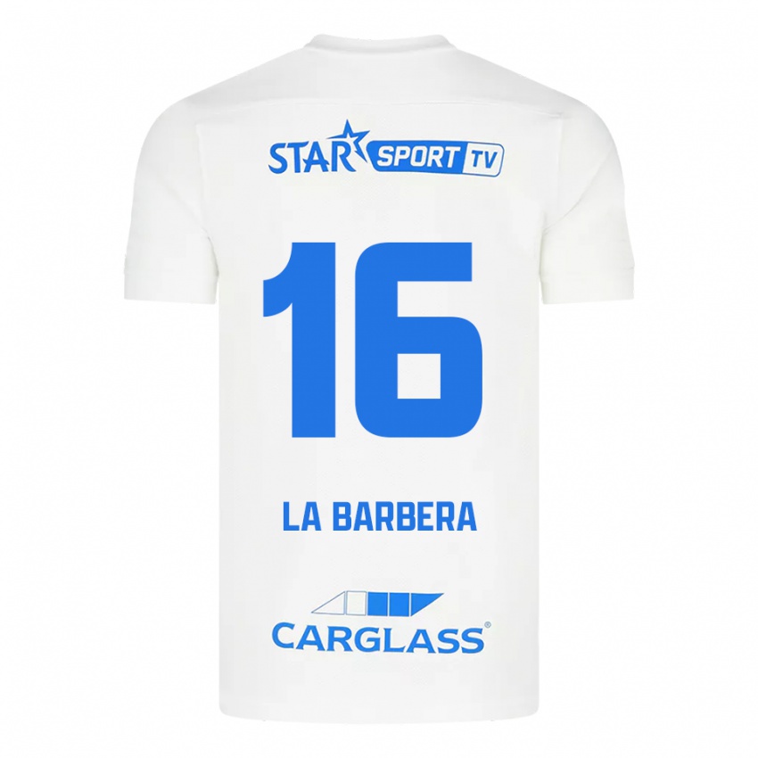 ילדים Yonni La Barbera #16 לבן כחול הרחק ג'רזי 2025/26 חולצה קצרה