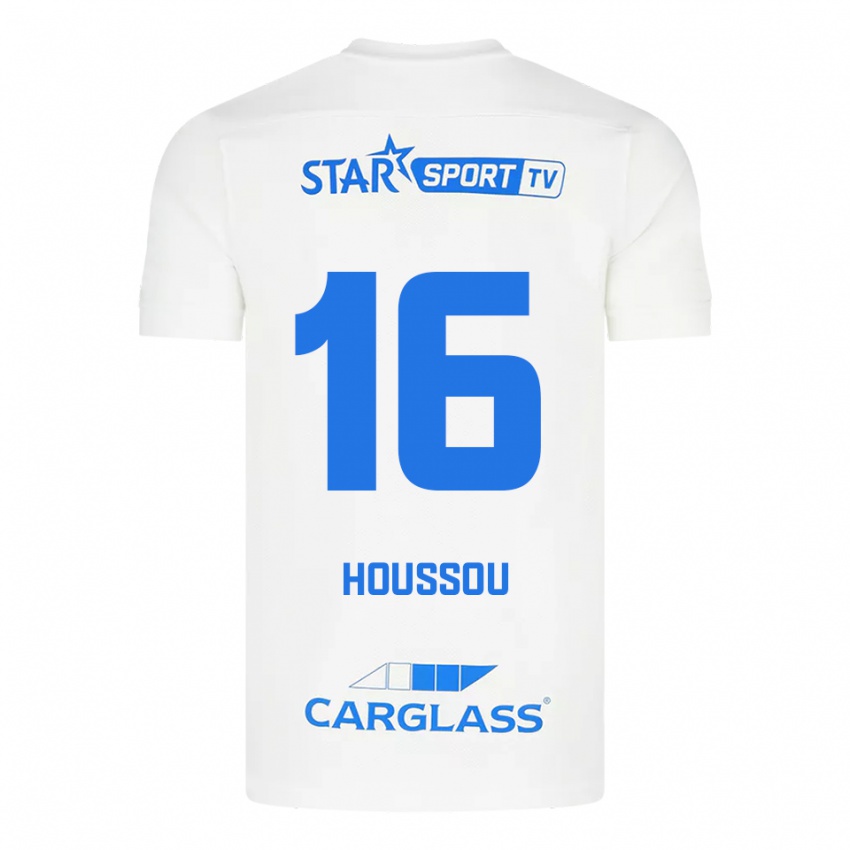 ילדים Josué Houssou #16 לבן כחול הרחק ג'רזי 2025/26 חולצה קצרה