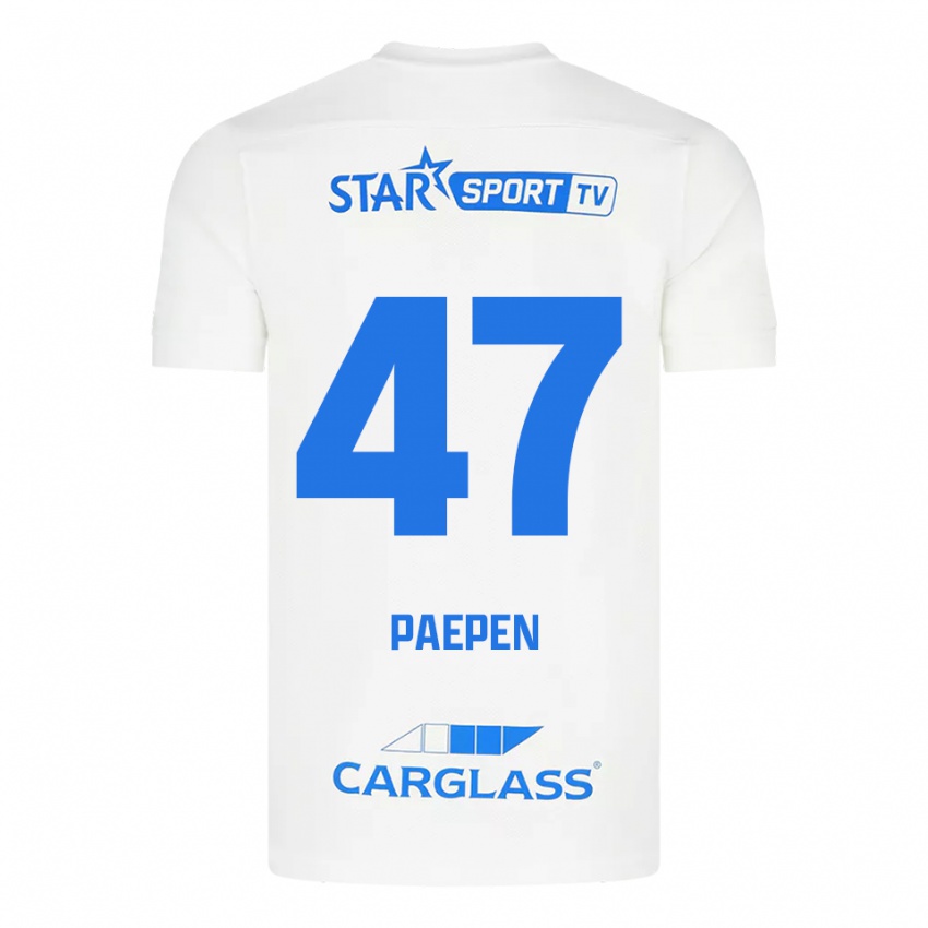 ילדים Sam Paepen #47 לבן כחול הרחק ג'רזי 2025/26 חולצה קצרה
