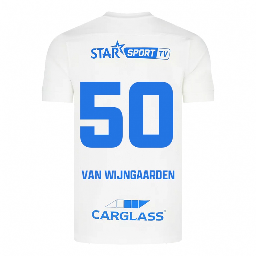 ילדים Maren Van Wijngaarden #50 לבן כחול הרחק ג'רזי 2025/26 חולצה קצרה