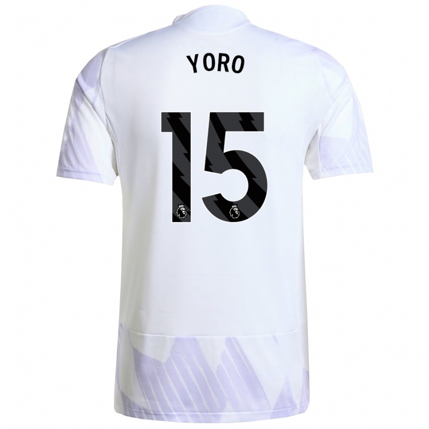 ילדים לני יורו #15 לבן סגול סגול הרחק ג'רזי 2025/26 חולצה קצרה