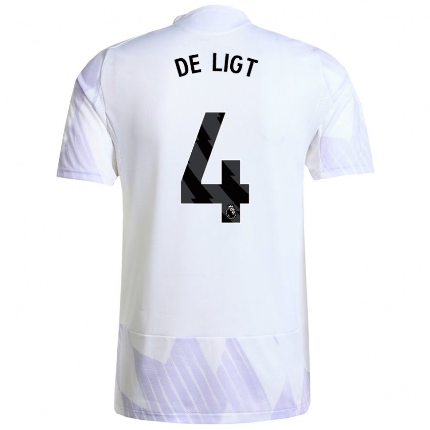 ילדים מתייס דה ליכט #4 לבן סגול סגול הרחק ג'רזי 2025/26 חולצה קצרה