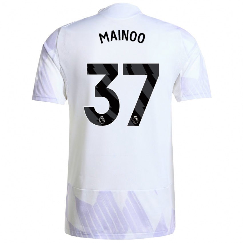 ילדים Kobbie Mainoo #37 לבן סגול סגול הרחק ג'רזי 2025/26 חולצה קצרה