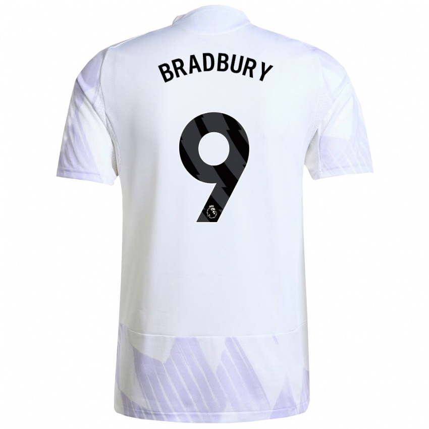 ילדים Louie Bradbury #9 לבן סגול סגול הרחק ג'רזי 2025/26 חולצה קצרה