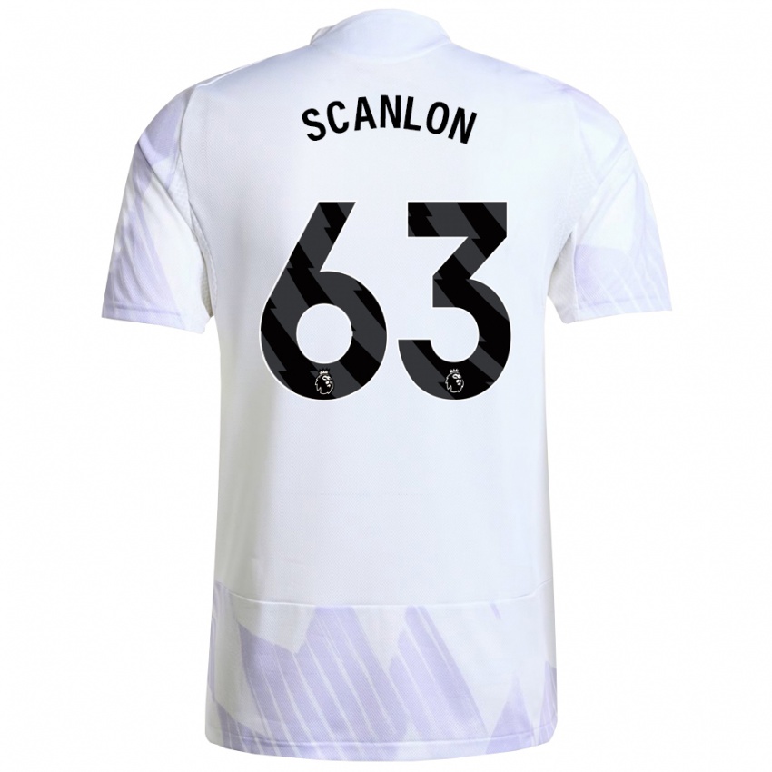 ילדים ג'יימס סקנלון #63 לבן סגול סגול הרחק ג'רזי 2025/26 חולצה קצרה