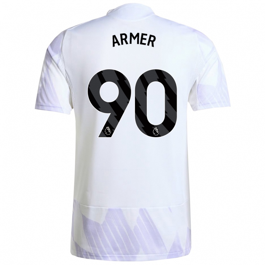 ילדים Daniel Armer #90 לבן סגול סגול הרחק ג'רזי 2025/26 חולצה קצרה