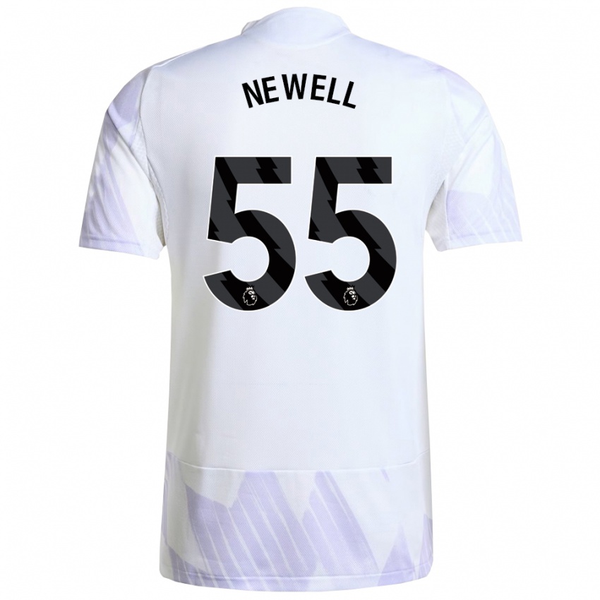 ילדים לוסי ניואל #55 לבן סגול סגול הרחק ג'רזי 2025/26 חולצה קצרה