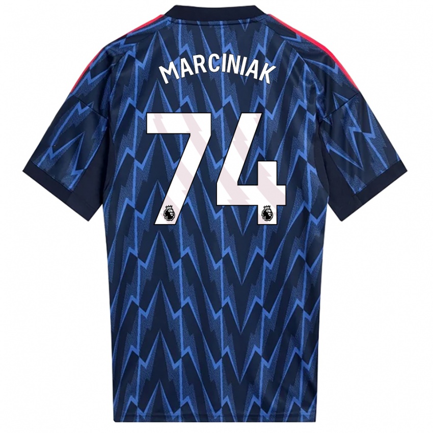 ילדים Alex Marciniak #74 נייבי אדום הרחק ג'רזי 2025/26 חולצה קצרה