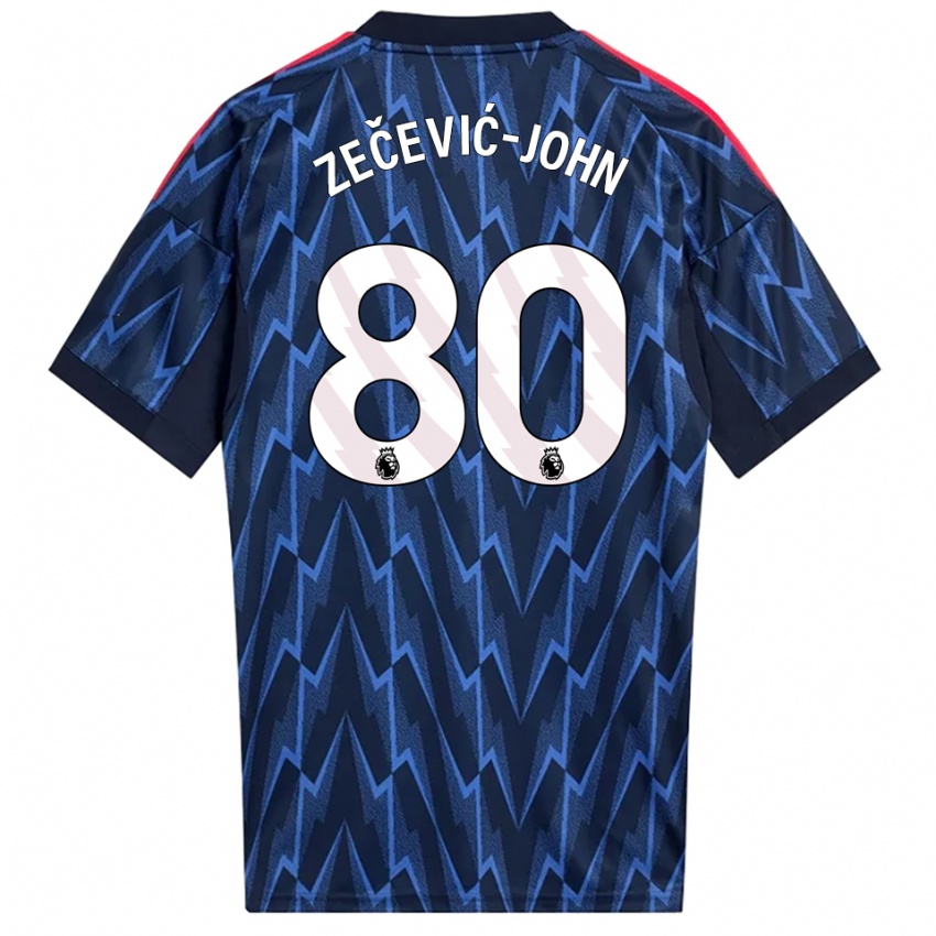ילדים Louis Zečević-John #80 נייבי אדום הרחק ג'רזי 2025/26 חולצה קצרה