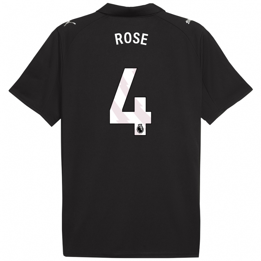 ילדים ג'ייד רוז #4 שחור לבן הרחק ג'רזי 2025/26 חולצה קצרה