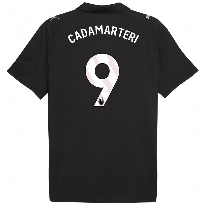 ילדים Caelan Cadamarteri #9 שחור לבן הרחק ג'רזי 2025/26 חולצה קצרה