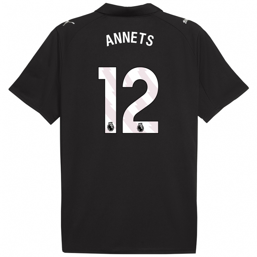 ילדים Eve Annets #12 שחור לבן הרחק ג'רזי 2025/26 חולצה קצרה