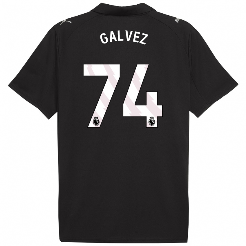 ילדים Tomas Galvez #74 שחור לבן הרחק ג'רזי 2025/26 חולצה קצרה