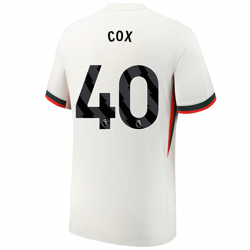 ילדים Katie Cox #40 לבן ירוק הרחק ג'רזי 2025/26 חולצה קצרה