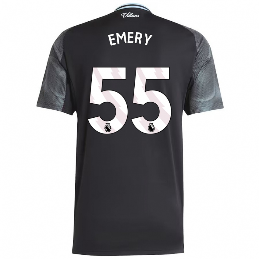 ילדים לאנדר אמרי #55 שחור תכלת הרחק ג'רזי 2025/26 חולצה קצרה