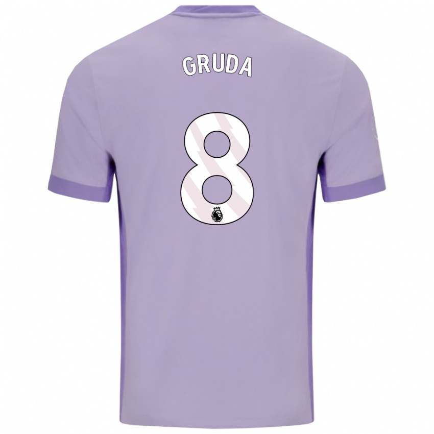 ילדים Brajan Gruda #8 טארו סגול לבן הרחק ג'רזי 2025/26 חולצה קצרה