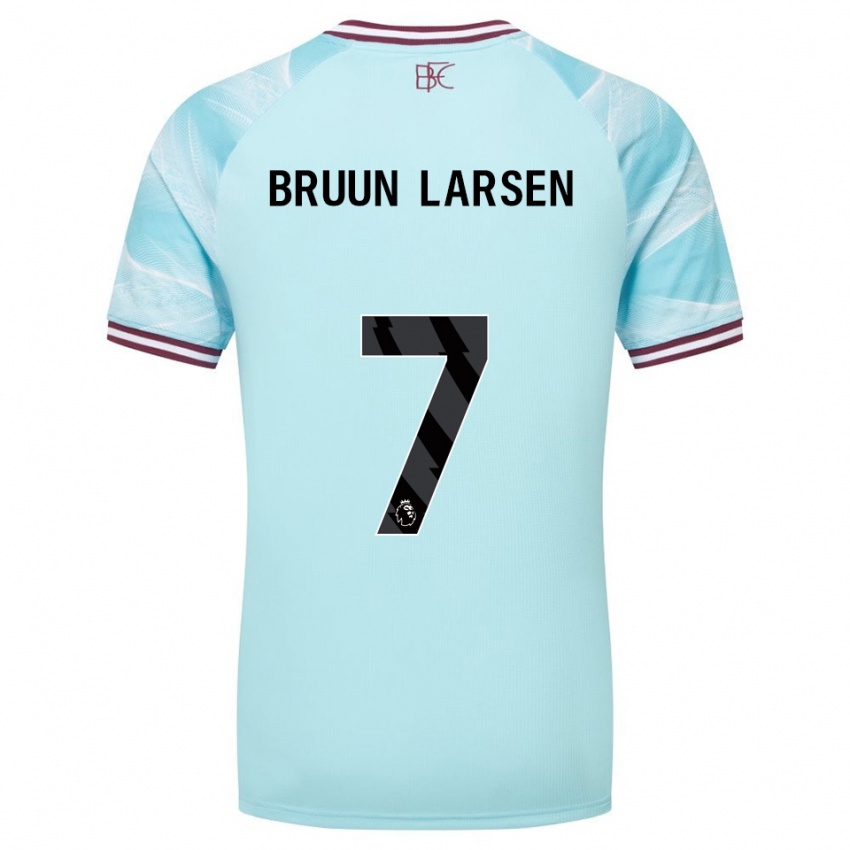 ילדים יאקוב ברון-לארסן #7 תכלת בורדו הרחק ג'רזי 2025/26 חולצה קצרה