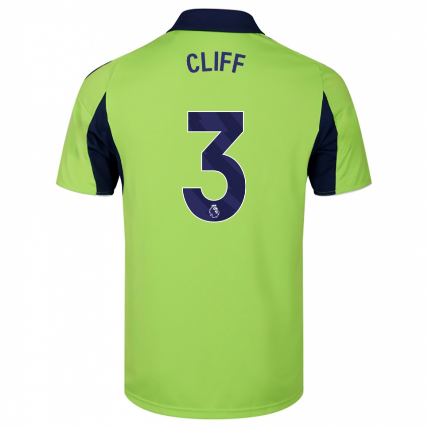 ילדים Callum Cliff #3 ירוק נייבי לבן הרחק ג'רזי 2025/26 חולצה קצרה