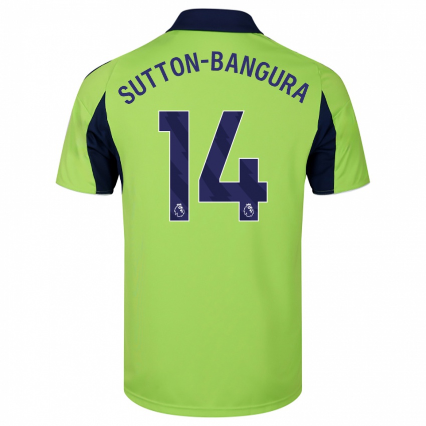 ילדים William Sutton-Bangura #14 ירוק נייבי לבן הרחק ג'רזי 2025/26 חולצה קצרה