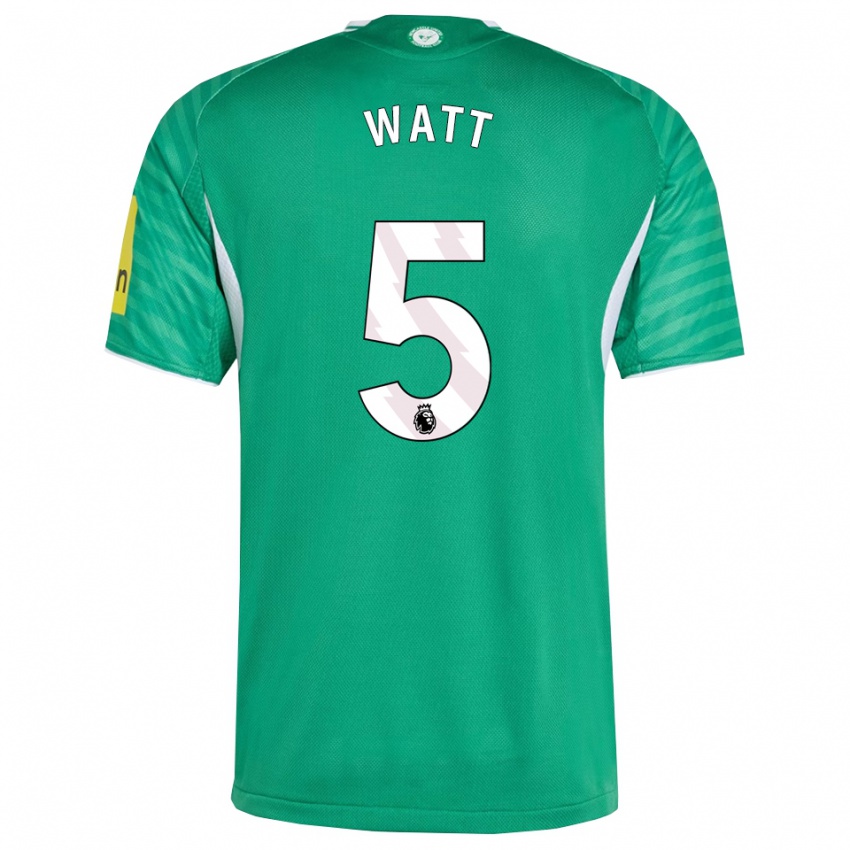 ילדים אוליביה ואט #5 ירוק לבן הרחק ג'רזי 2025/26 חולצה קצרה