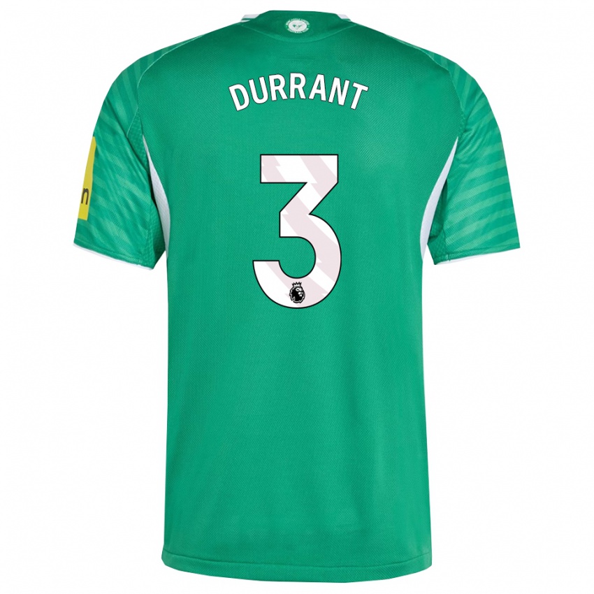 ילדים ג'ייק דוראנט #3 ירוק לבן הרחק ג'רזי 2025/26 חולצה קצרה