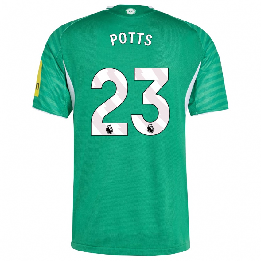 ילדים שרלוט פוטס #23 ירוק לבן הרחק ג'רזי 2025/26 חולצה קצרה