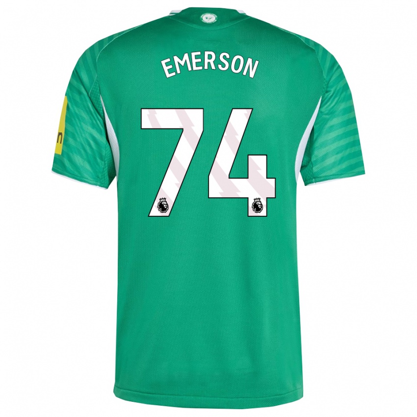 ילדים ג׳וני אמרסון #74 ירוק לבן הרחק ג'רזי 2025/26 חולצה קצרה