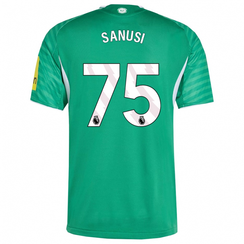 ילדים טרוואן סנוסי #75 ירוק לבן הרחק ג'רזי 2025/26 חולצה קצרה