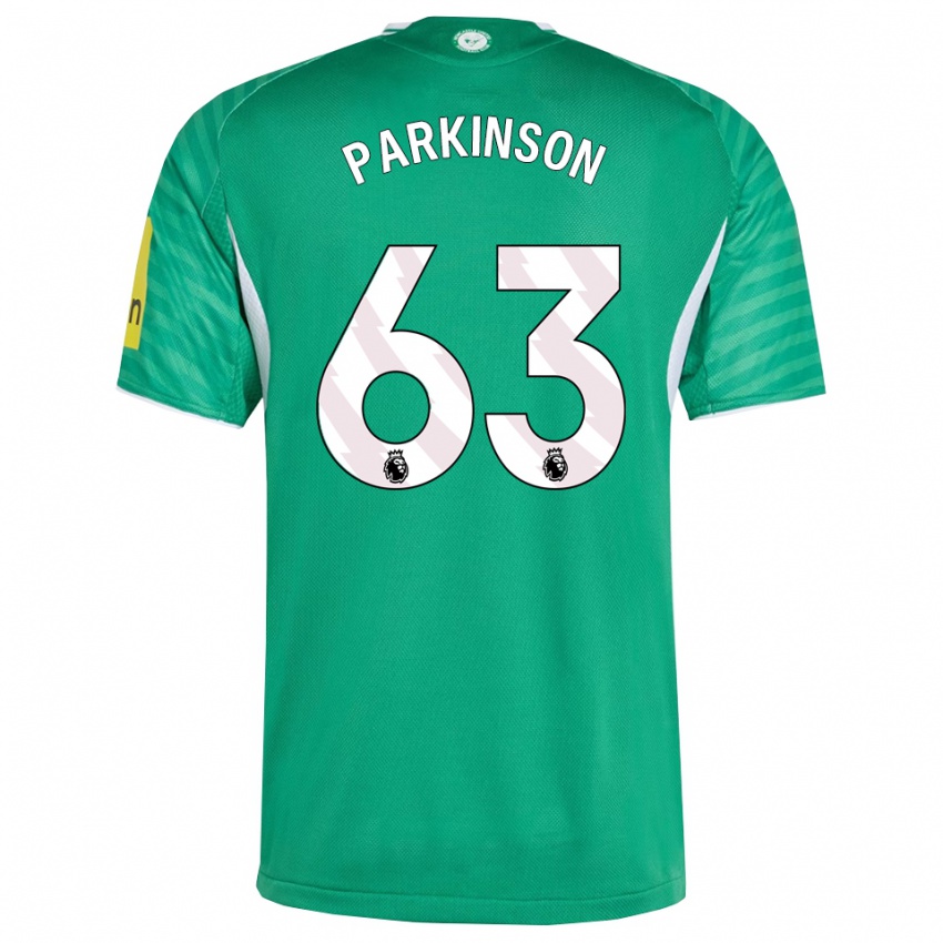 ילדים בן פרקינסון #63 ירוק לבן הרחק ג'רזי 2025/26 חולצה קצרה