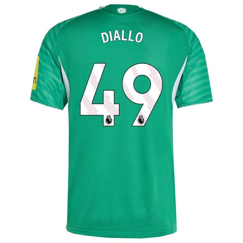 ילדים אמאדו דיאלו #49 ירוק לבן הרחק ג'רזי 2025/26 חולצה קצרה