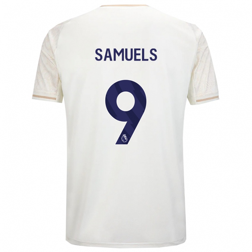 ילדים Shakur Samuels #9 לבן מלוכלך שחור הרחק ג'רזי 2025/26 חולצה קצרה
