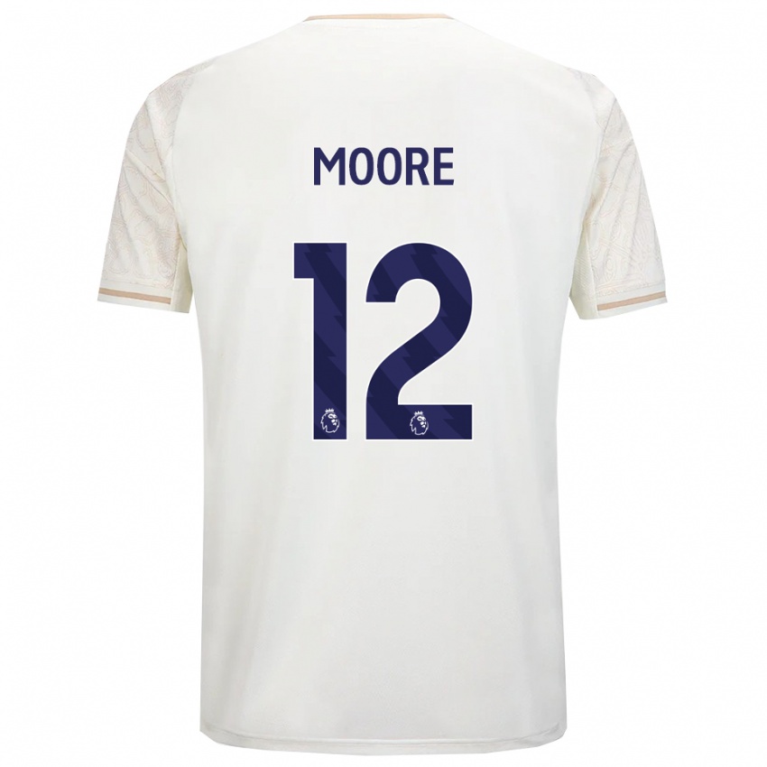 ילדים Daniel Moore #12 לבן מלוכלך שחור הרחק ג'רזי 2025/26 חולצה קצרה