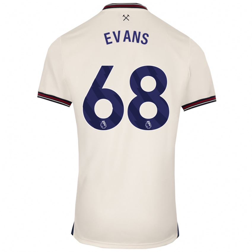 ילדים Isaac Evans #68 לבן מלוכלך הרחק ג'רזי 2025/26 חולצה קצרה