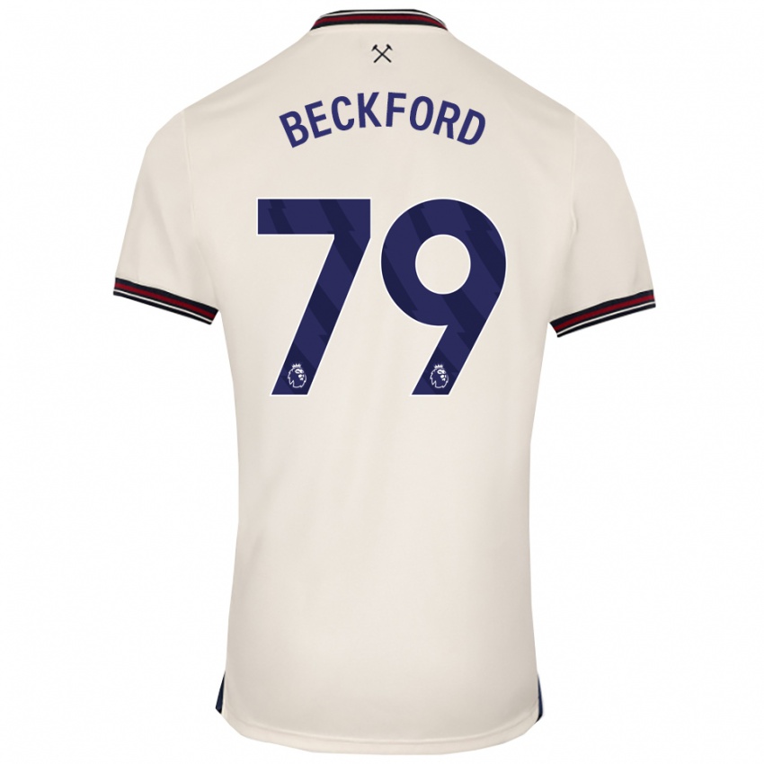 ילדים Lewis Beckford #79 לבן מלוכלך הרחק ג'רזי 2025/26 חולצה קצרה