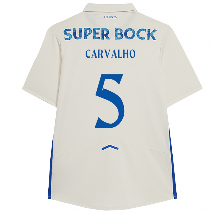 ילדים Guilherme Carvalho #5 לבן כחול ג'רזי קיט שלישי 2025/26 חולצה קצרה